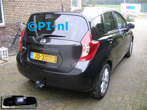 Parkeersensoren ingebouwd door PI-nl in een Nissan Note DIG-S Connection Edition uit 2016. De spiegeldisplay (set D 2017) is van de set met camera en sensoren.