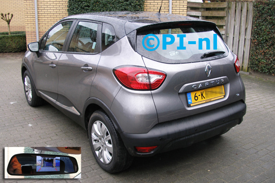 Parkeersensoren ingebouwd door PI-nl in een Renault Captur uit 2013. De display (set D 2014) is de spiegeldisplay van de set met camera en sensoren.