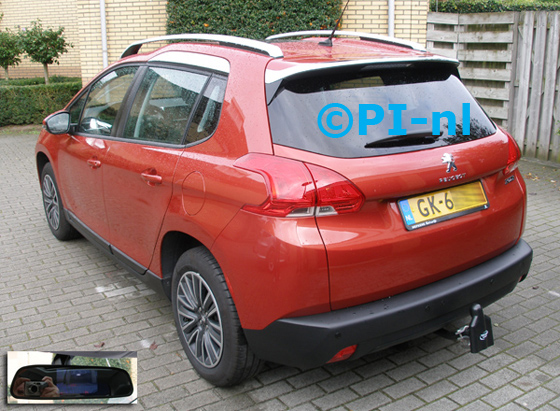 Parkeersensoren ingebouwd door PI-nl in een Peugeot 2008 (nieuw) uit 2015 met canbus. De spiegeldisplay (set D 2015) is van de set met camera en (ongespoten) sensoren.
