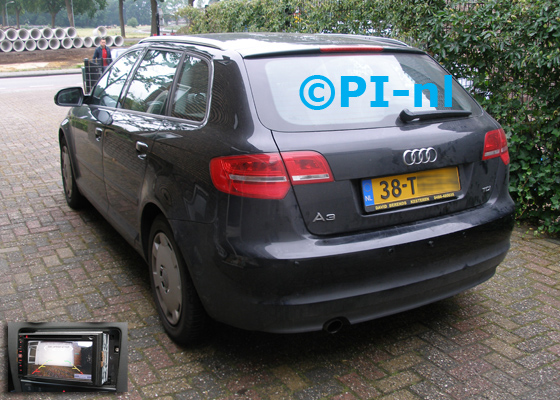 Parkeersensoren (set D 2017) ingebouwd door PI-nl in een Audi A3 Sportback met canbus uit 2012. Het beeld werd gekoppeld aan een eigen scherm en is van de set met bumpercamera en sensoren.
