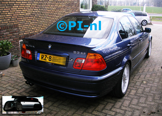 OEM-parkeersensoren (set H 2018) ingebouwd door PI-nl in een BMW Alpina B3 3.3 uit met canbus 2001. De display werd op de binnenspiegel gemonteerd. De sensoren werden antraciet gespoten.