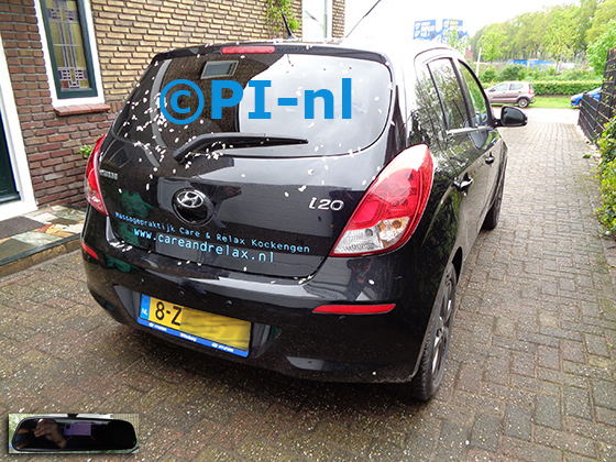 Parkeersensoren (set D 2021) ingebouwd door PI-nl in een Hyundai i20 uit 2015. De spiegeldisplay is van de set met bumpercamera en sensoren.