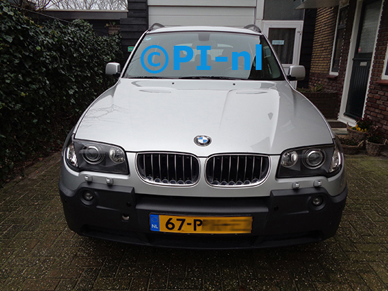 Parkeersensoren (set E 2022) ingebouwd door PI-nl in de voorbumper van een BMW X3 uit 2005. De pieper werd voorin gemonteerd.