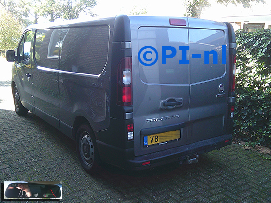 Parkeersensoren (set D 2024) ingebouwd door PI-nl in een Fiat Talento Pro met canbus uit 2019. De spiegeldisplay (op zuignapspiegel) is van de set met bumpercamera en sensoren.