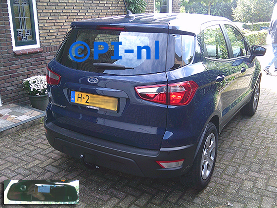 Parkeersensoren (set D 2025) ingebouwd door PI-nl in een Ford Ecoboost met canbus uit 2020. De spiegeldisplay is van de set met bumpercamera en sensoren. De camera en sensoren werden antraciet gespoten.