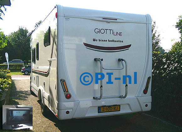 Parkeersensoren (set F 2026) ingebouwd door PI-nl in een Fiat Ducato GiottiLine 385 camper met canbus uit 2024. De monitor is van de set met kentekenplaatcamera en (standaard witte) sensoren.